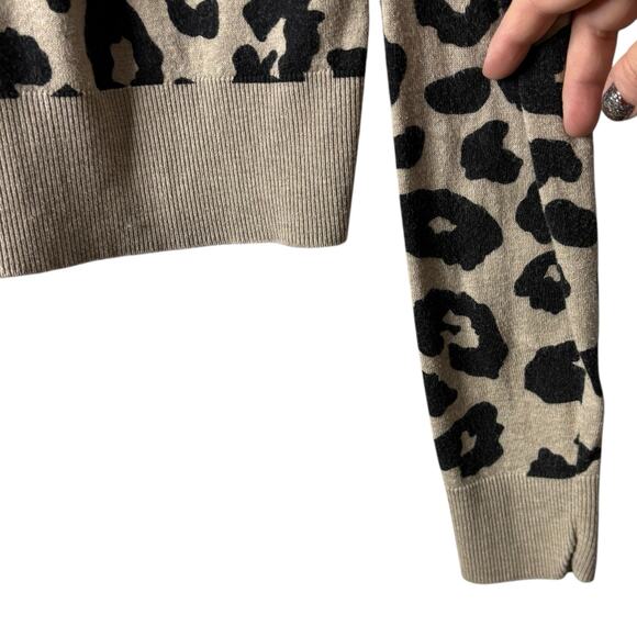 Anthropologie Sanctuary Leopard Print Cropped Cardigan XS Animal Tan Black - Picture 7 of 11